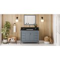 Jeffrey Alexander 48In. Blue Steel Theodora Vanity, Black Granite Vanity Top, Undermount Rectangle Bowl VKITTHE48BSBGR